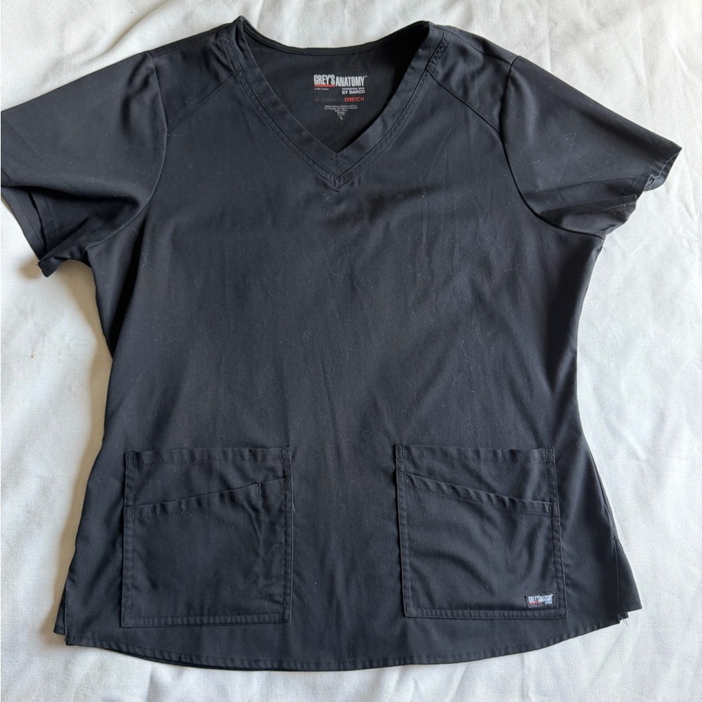 Grey's Anatomy Black Scrub Top- Large